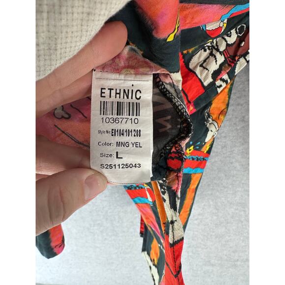 Ethnic Women's sz L SNOOPY Button Down Oversized Shirt Colorful Peanuts Cotton - Picture 6 of 13